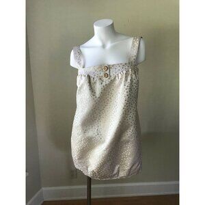LaRok Bubble Dress Gold Metallic Polka Dots Pocket